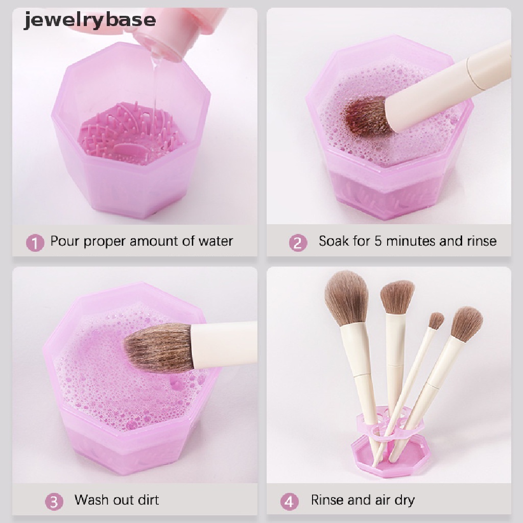 [jewelrybase] 1pc Makeup Brush Cleaner Bucket Dengan Rak Pengeringan Washing Brush Pad Alat Kecantikan Butik