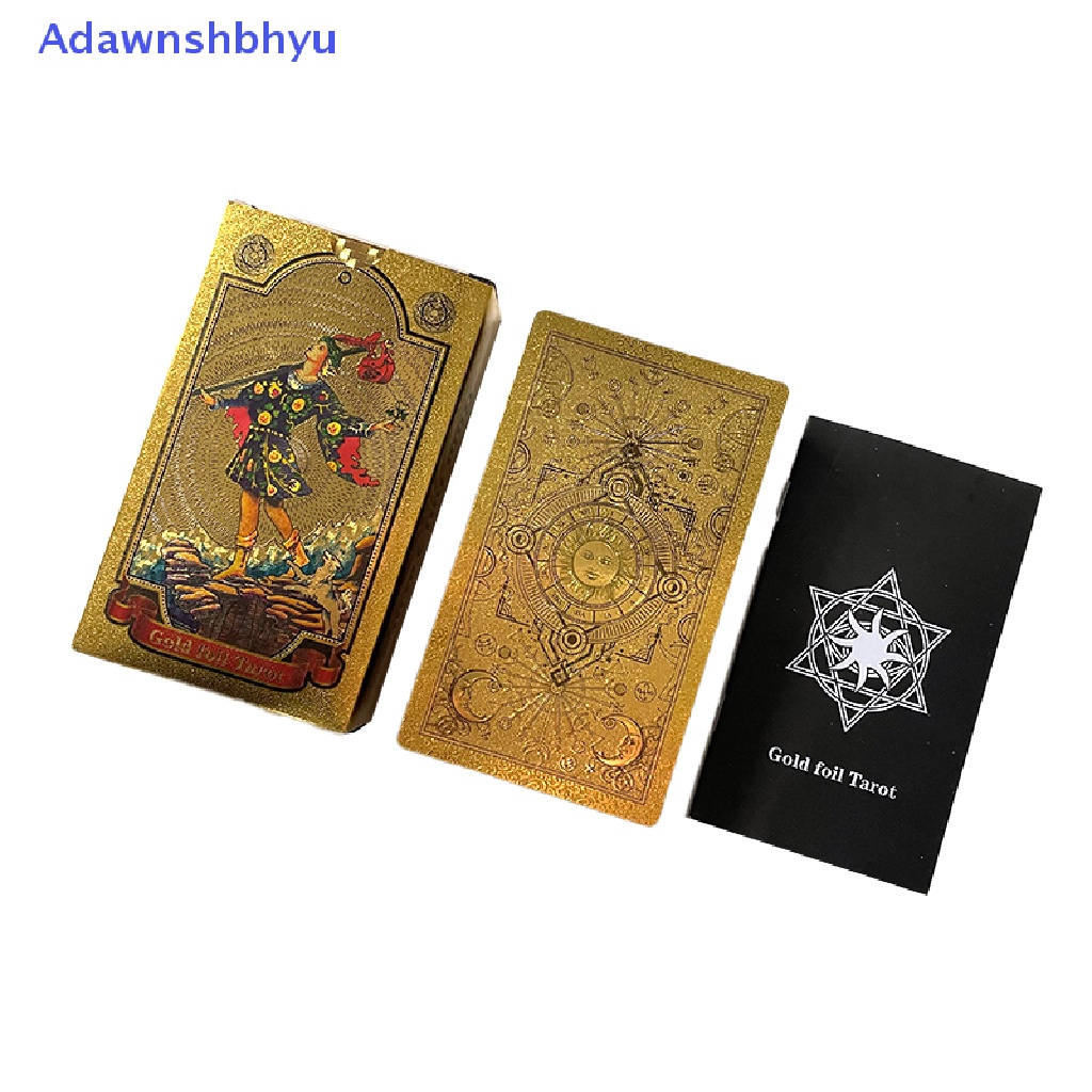 Adhyu Kertas Manual Foil Emas Merk Tarot Bronzing PVC Waterproof Tahan Aus Papan Kartu Permainan Kartu Ramalan Oracle Card Bahasa ID