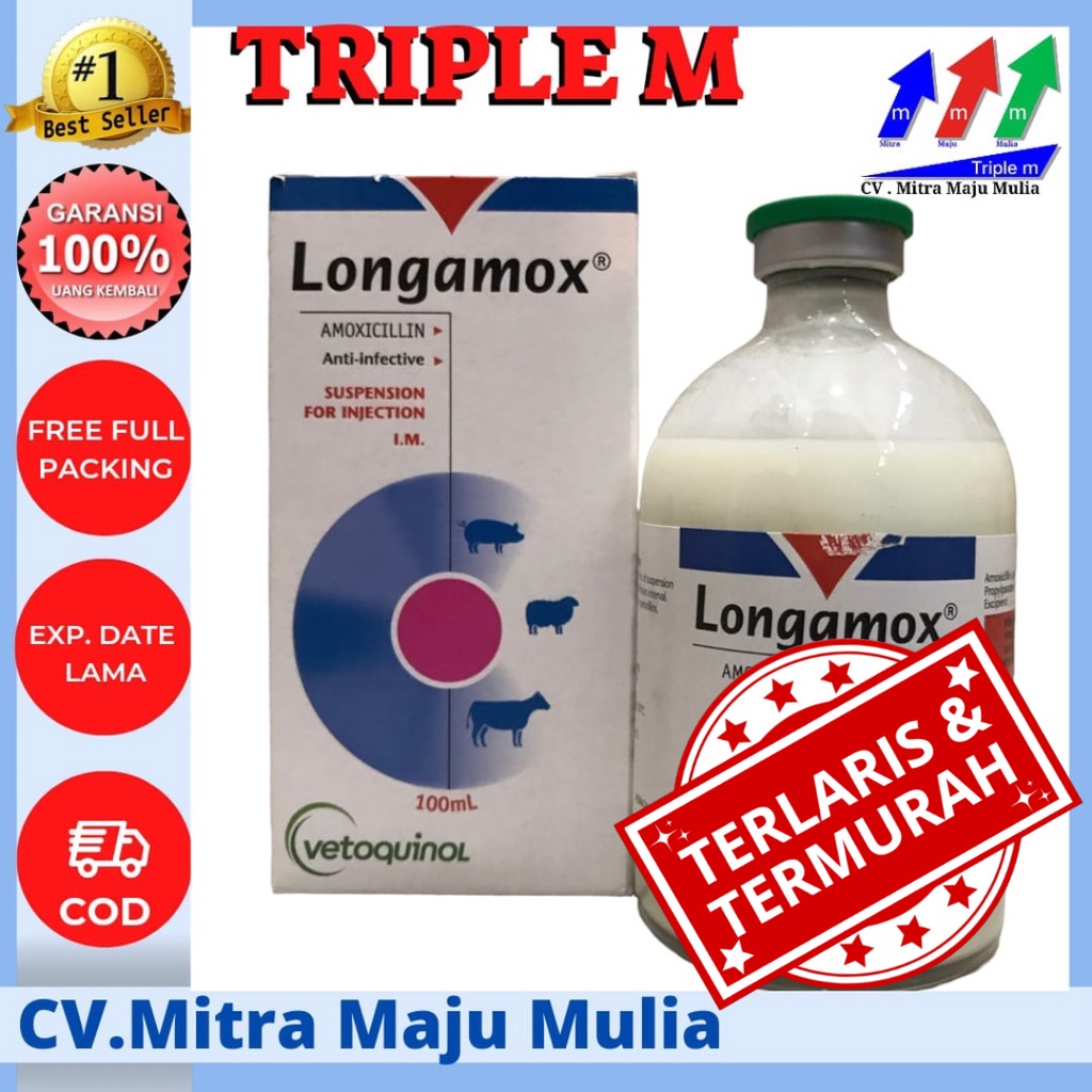 LONGAMOX 100 ml TRIPLE M - Obat Penyakit Pernafasan Hewan Ternak