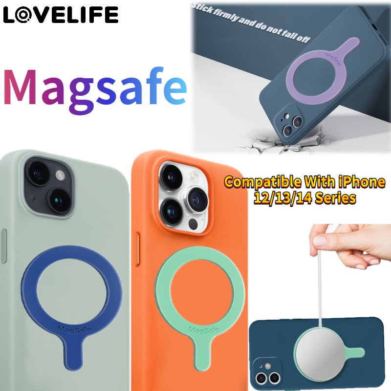 IPHONE Aksesoris Pengisian Ponsel Tipe Q Atraktor Ponsel Logam Silikon Magsafe Self-Adhesive Stiker Peningkatan Daya Tarik Tempelan Belakang Kompatibel Dengan Seri Iphone12 /13 /14