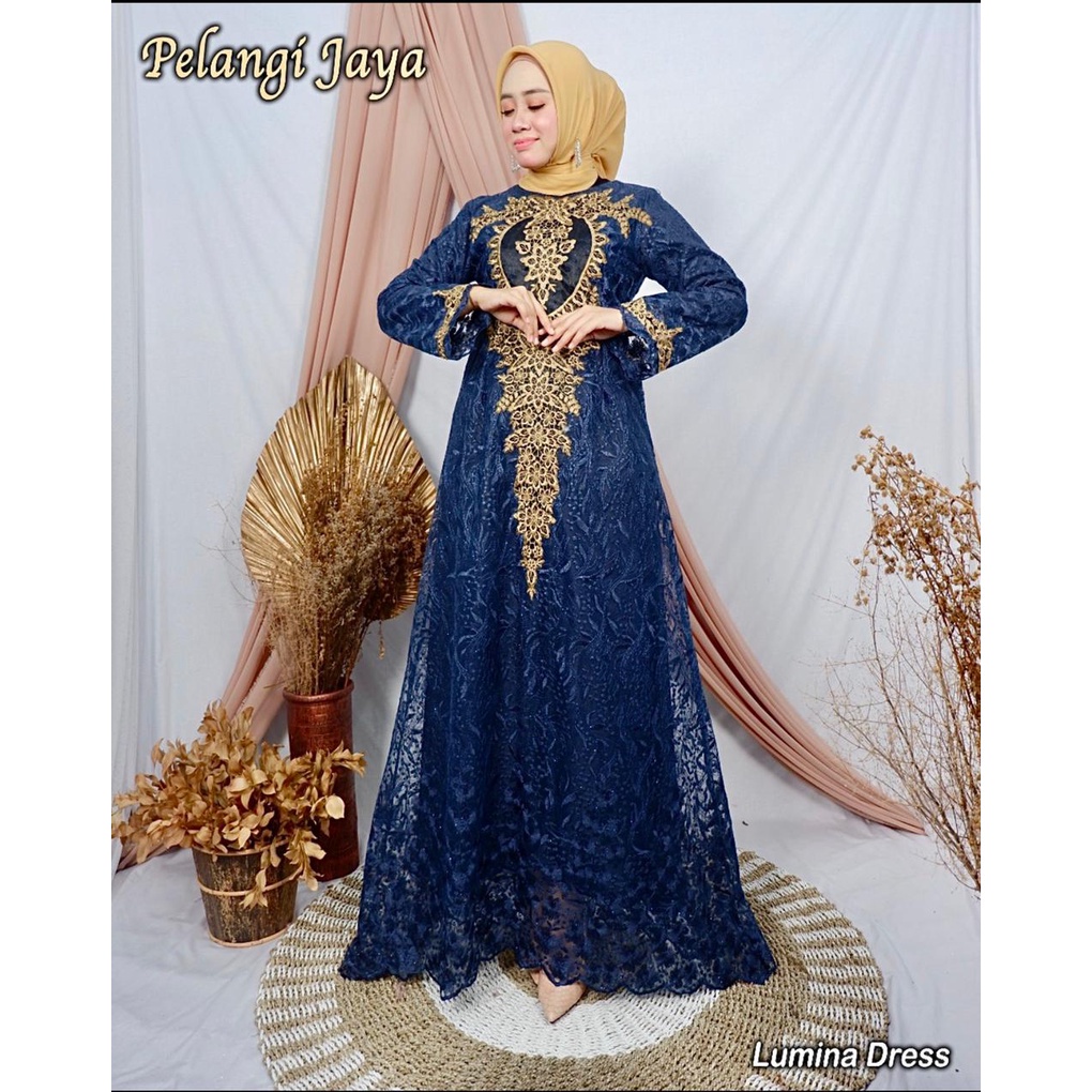 Pakaian Wanita Terbaru Gamis Brokat Lebaran Kondangan JUmbo Oversize Robe Jubah Hijab Muslimah Modis