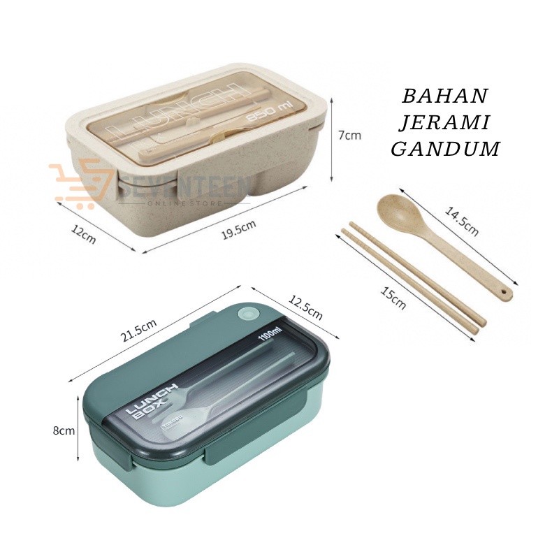 SEVENTEEN LUNCH BOX SET BPA FREE ANTI TUMPAH TEMPAT BEKAL MAKAN SET PORTABLE 3 SEKAT KOTAK BEKAL RANTANGAN MAKANAN JERAMI GANDUM BENTO BOX