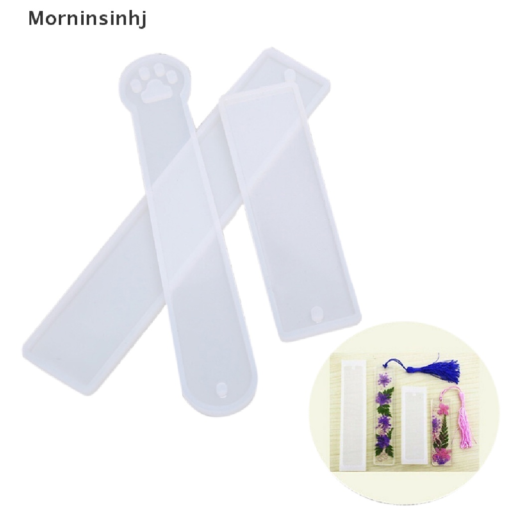 Mornin 3Pcs Cetakan Bookmark Persegi Panjang Silikon Epoxy Resin Membuat Perhiasan Bookmark DIY id