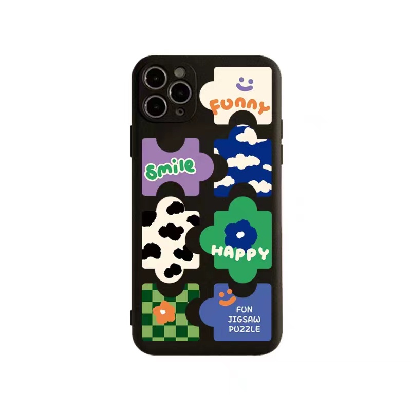 IPHONE Ins Pola Puzzle Cocok Untuk Iphone14 14pro 14plus 13 13pro 13prm iPhone12 7Plus 8Plus Xr XS 13 Pro Max Empat Sudut Casing Ponsel Tahan Guncangan