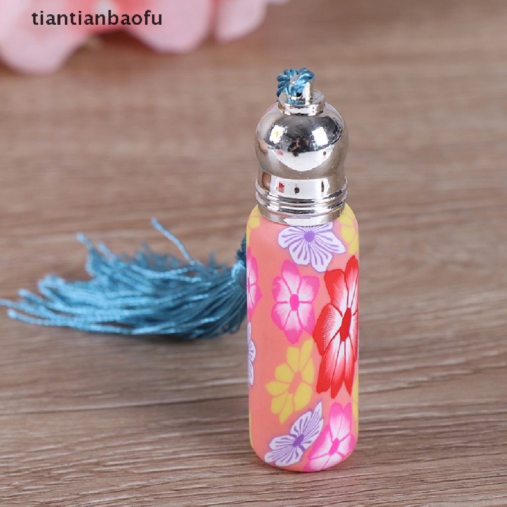 [tiantianbaofu] 1per4 * 6ml Botol Kaca Kosong Roll On Roller Tanah Liat Lembut Butik Acak