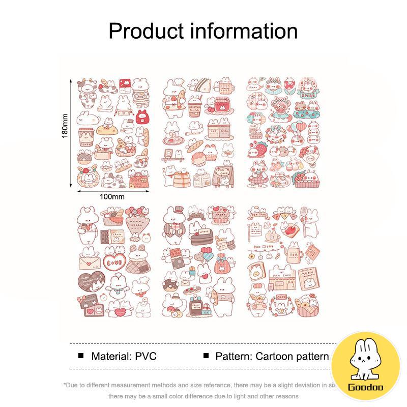6pc Stiker Cute Cartun Lucu Food Pet Diy Diary Jurnal Palnner Deco Hias -Doo