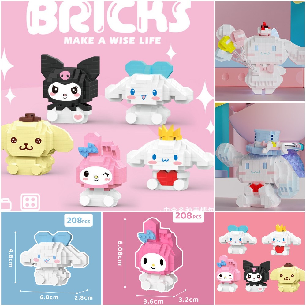 Sanrio Mainan Blok Bangunan Mini Cinnamoroll Mainan Puzzle Untuk Hadiah Ulang Tahun Anak