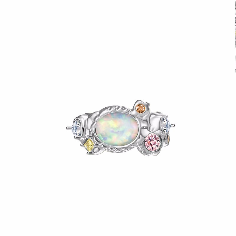 Cincin Silver Open Ring Colorful Moonstone Zircon Untuk Wanita Perhiasan Aksesoris Mewah