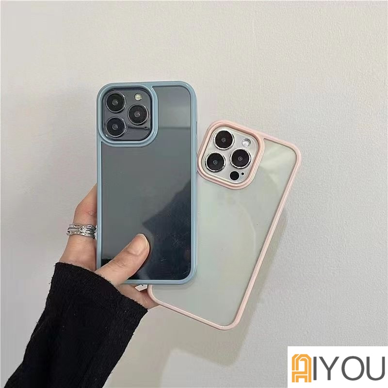 IPHONE Casing Ponsel Bening Bumper Warna-Warni Tahan Guncangan Untuk Iphone14 13 12 11 Pro XR X XS Max8 7 Plus SE 3 Cover Akrilik Lembut Transparan