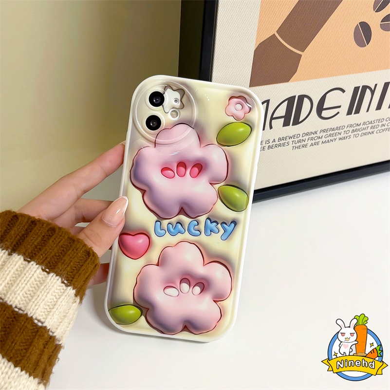 IPHONE Casing Kompatibel Untuk Iphone14 13 12 11 Pro Max X Xr Xs Max8 7 6 6s Plus SE 2020 3D Vision Spring Flowers Phone Case Pelindung Lensa Airbag Shockproof Soft Case Cover Pelindung