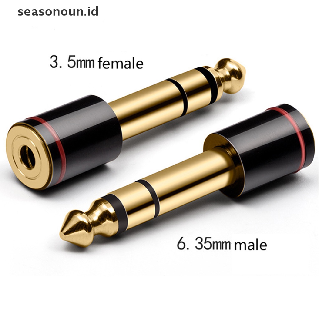 Seasonoun 6.35mm 1per4 Male to 3.5mm 1per8 Female Connector Stereo Headphone Adapter Audio Jack Adapter Untuk Headphone Kabel Aux.