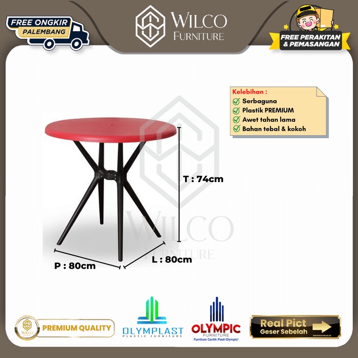 Meja Cafe Olymplast ODT Round KP / Meja Teras Olymplast Murah Terbaik