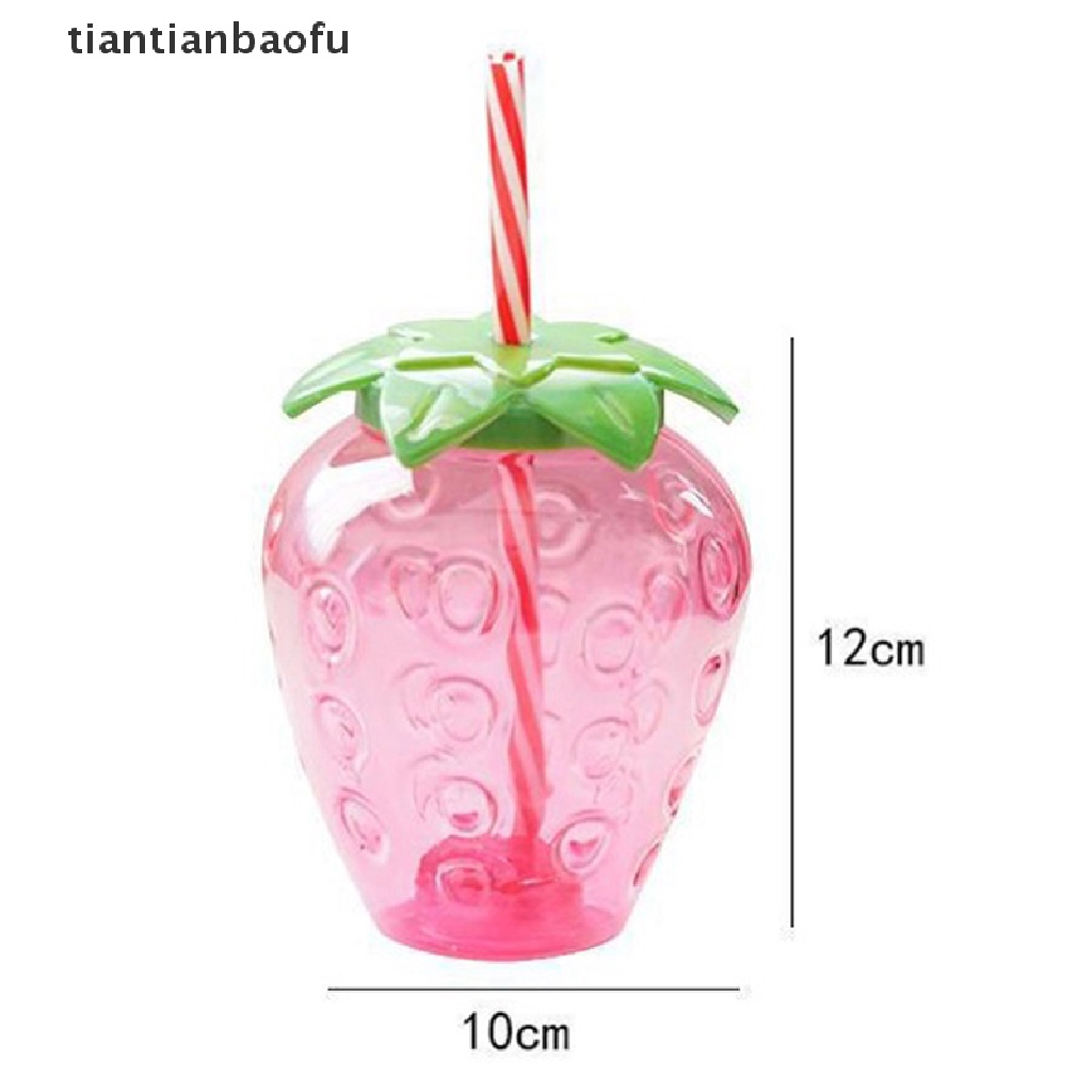 [tiantianbaofu] 500ml Musim Panas Lucu Strawberry Straw Water Bottle Milk Coffee Straw Cup Untuk Butik Rumah