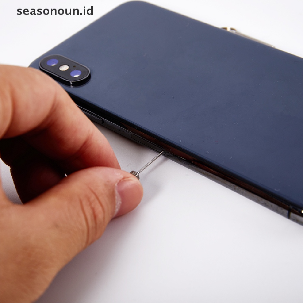 Seasonoun Portable Stainless Sim Card Tray Pin Eject Alat Pelepas Pembuka Pin Kartu.