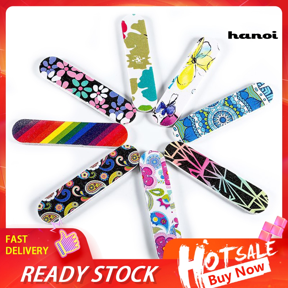 Hi * 10Pcs File Nail Art Mini Dua Sisi Bunga Untuk Poles Buffing Sanding