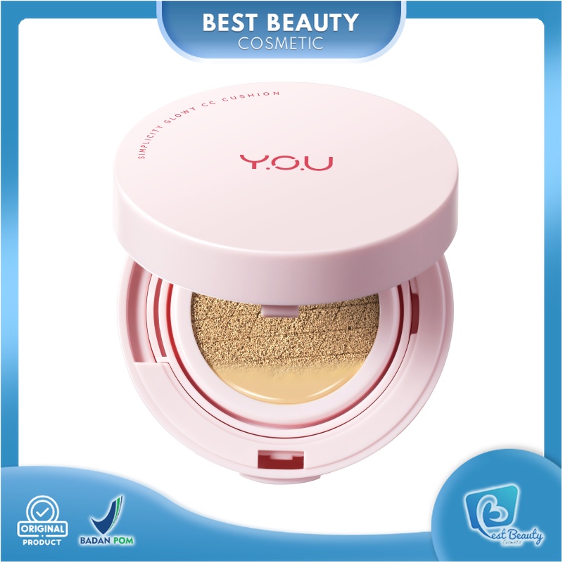 ★ BB ★ Y.O.U Simplicity Glowy CC Cushion - Natural Makeup Foundation | Bedak Wajah | Ringan Tahan Lama | YOU