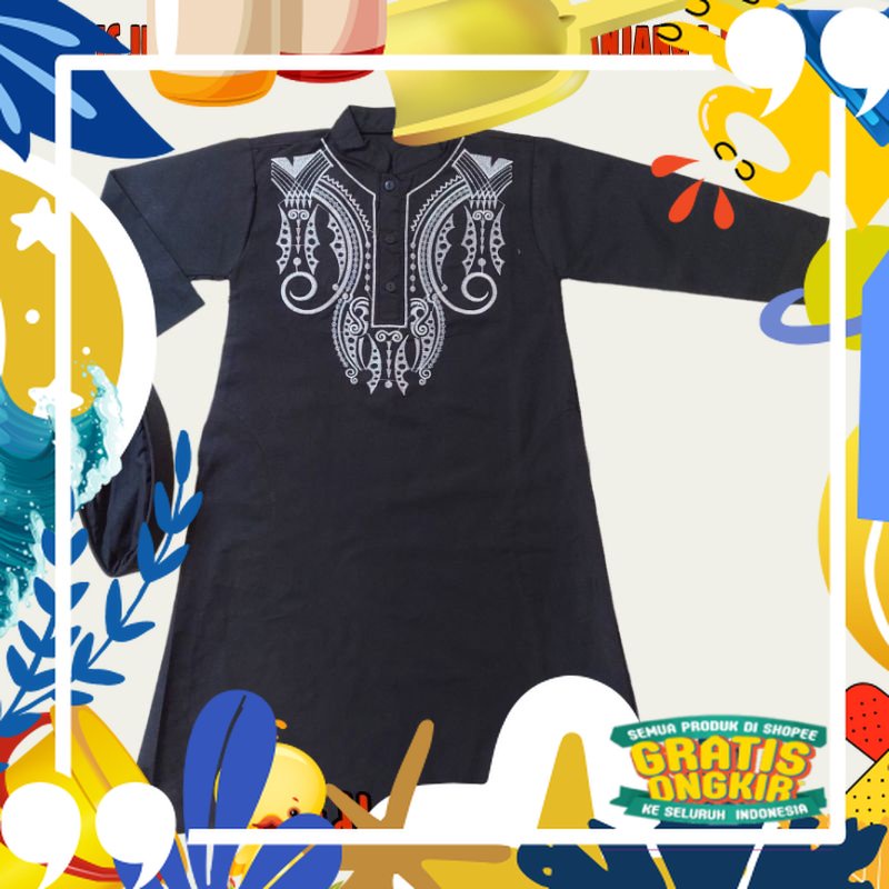 Motif polkadot / KOKO JUBAH / KOKO GAMIS ANAK LAKI LAKI KHUSUS HITAM / PUTIH