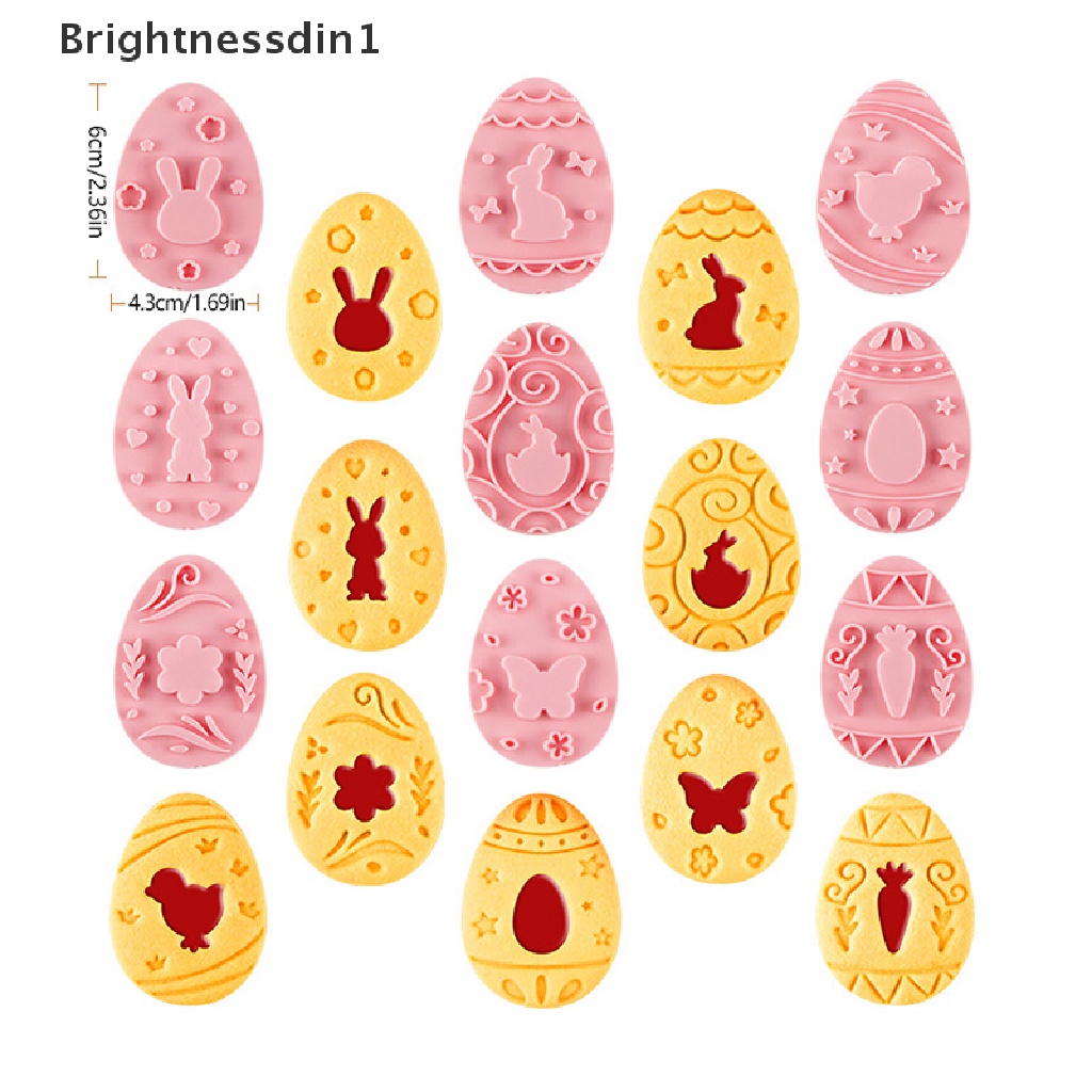 [Brightnessdin1] 9 Pcs Easter Rabbit Biscuit Mold Plastik Bunny Egg Cookie Cutter Stamp Embosser Paskah Pesta Fondant Kue Baking Dekorasi Alat Butik