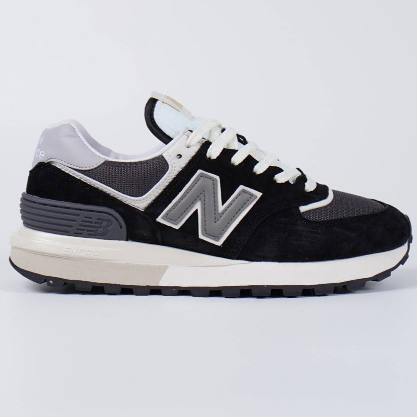 Sepatu New Balance 574 Black Grey White Legacy Putih Abu Hitam NB Sneakers Pria Wanita Olahraga Runn