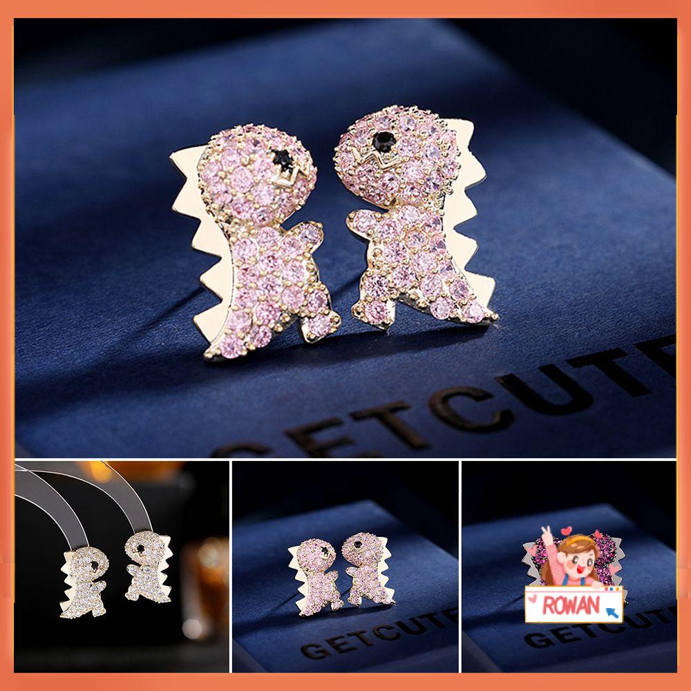 R-bunga Berlian Imitasi Anting Perhiasan Bersinar Fashion Berlian Stud Earrings