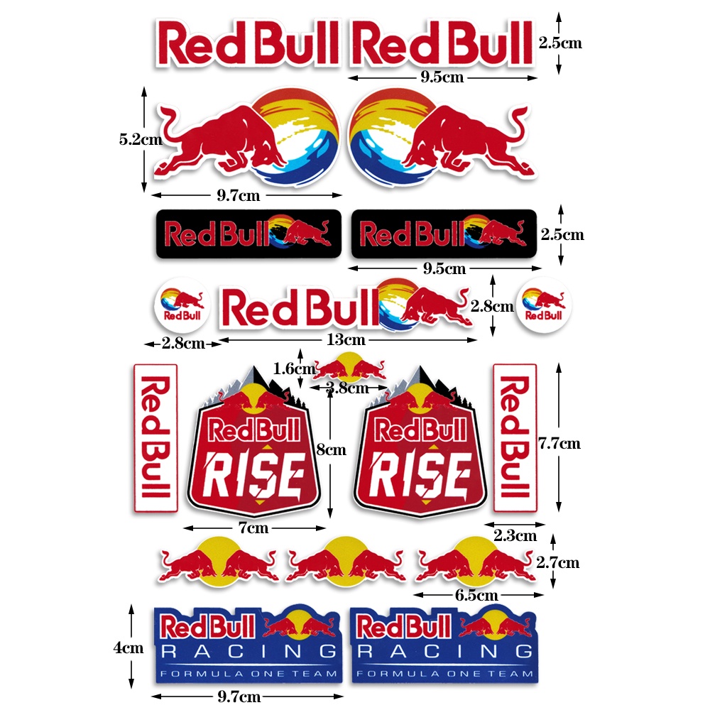 Red-bull Refelctive Sticker Red Bull Reflektif Helm Autometer Decals Motor Red Bull Badge Untuk SHOEI Arai Helm DUCATI HONDA Aprilia Kawasaki Suzuki Yamaha IN STOCK