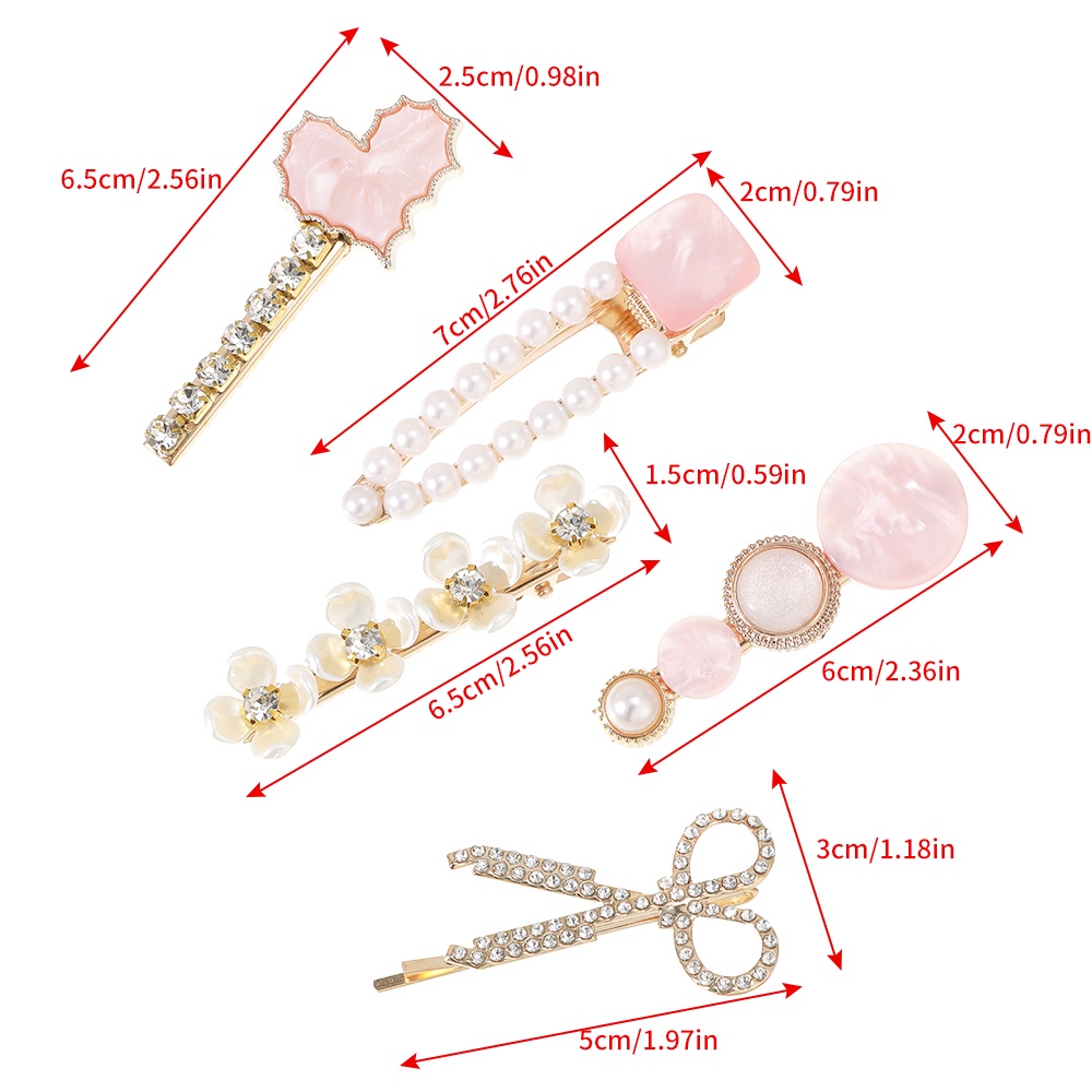 3/5pcs/set Korea Berlian Imitasi Mutiara Rambut Klip Fashion Bunga Manis Jepit Rambut Wanita Aksesoris Rambut