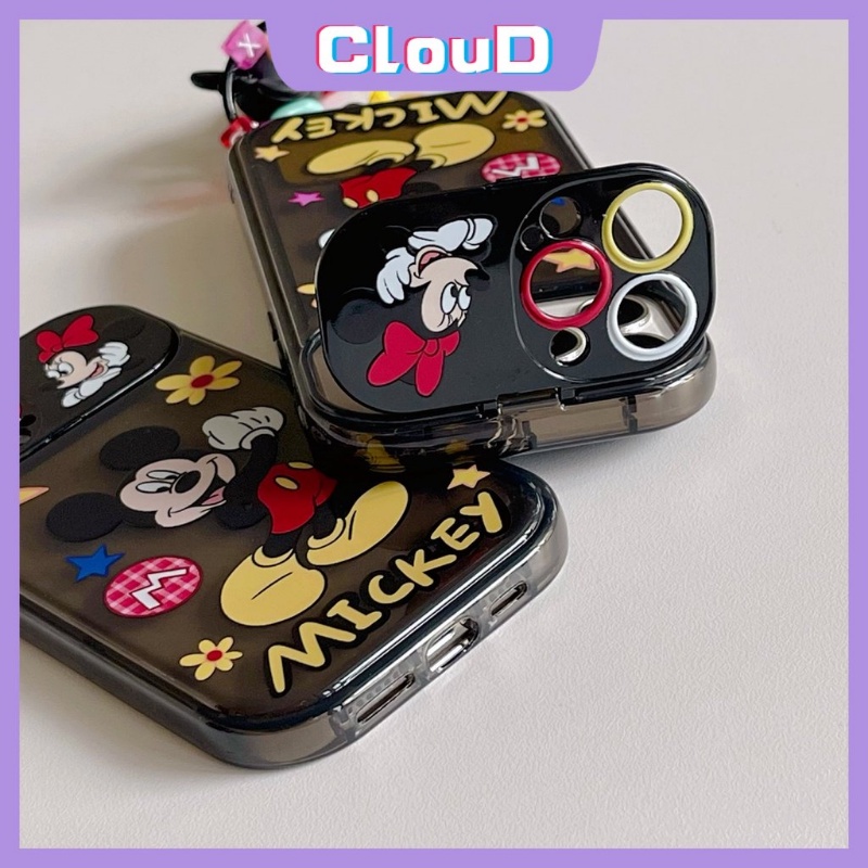 IPHONE Casing Ponsel Mickey Minnie Mouse Lucu Kompatibel Untuk Iphone7 8 Plus X XR XS Max14 11 13 12 Pro Max SE 2020 Flip Make Up Cermin Shockproof Lembut TPU Kartun Disney Phone Cover