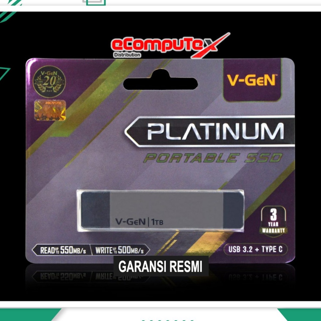 SSD PORTABLE V-GEN / VGEN PLATINUM 1TB 2TB USB 3.2 Type C - GARANSI RESMI