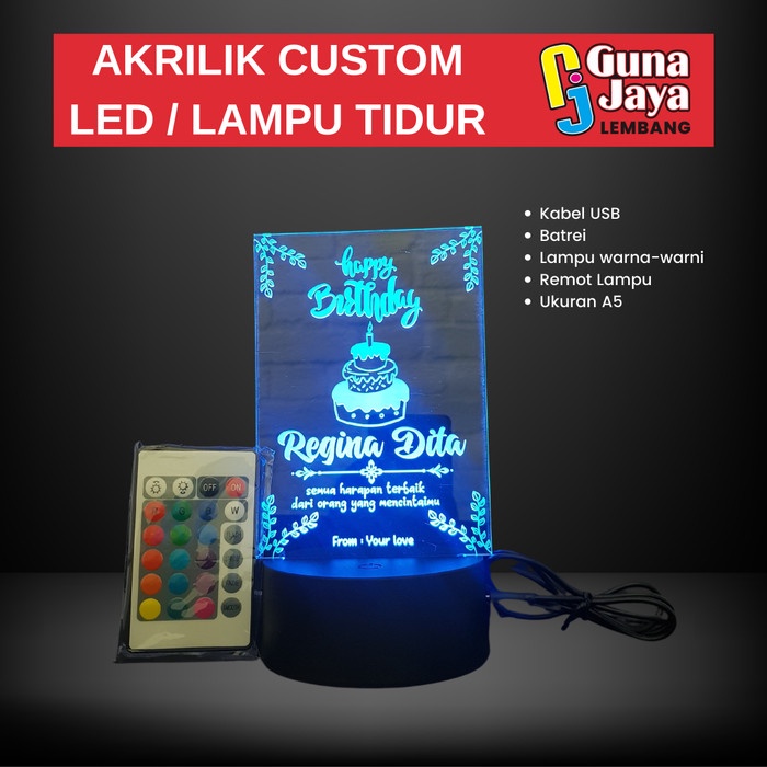 

Lampu Tidur LS2002 Augmented Reality LED Akrilik 12 warna RGB + Remote