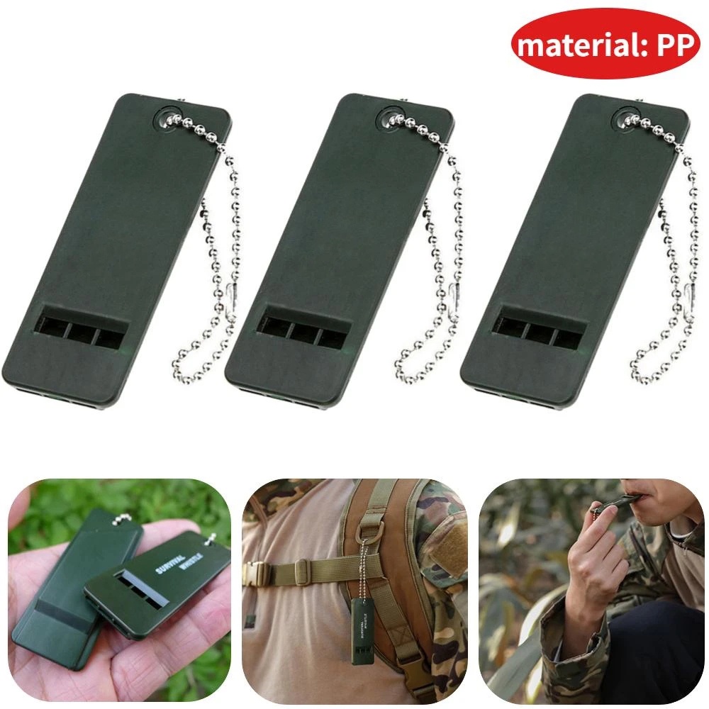 Peluit 3 Frekuensi High Desibel Survival Whistle Portable Gantungan Kunci Outdoor Camping Hiking Survival Whistle