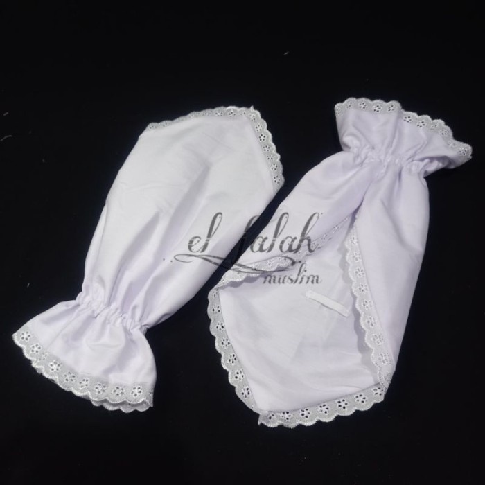 SARUNG TANGAN SHOLAT POLOS WANITA PERLENGKAPAN HAJI DAN UMROH - Putih, All Size (H8S4) Gratis Ongkir