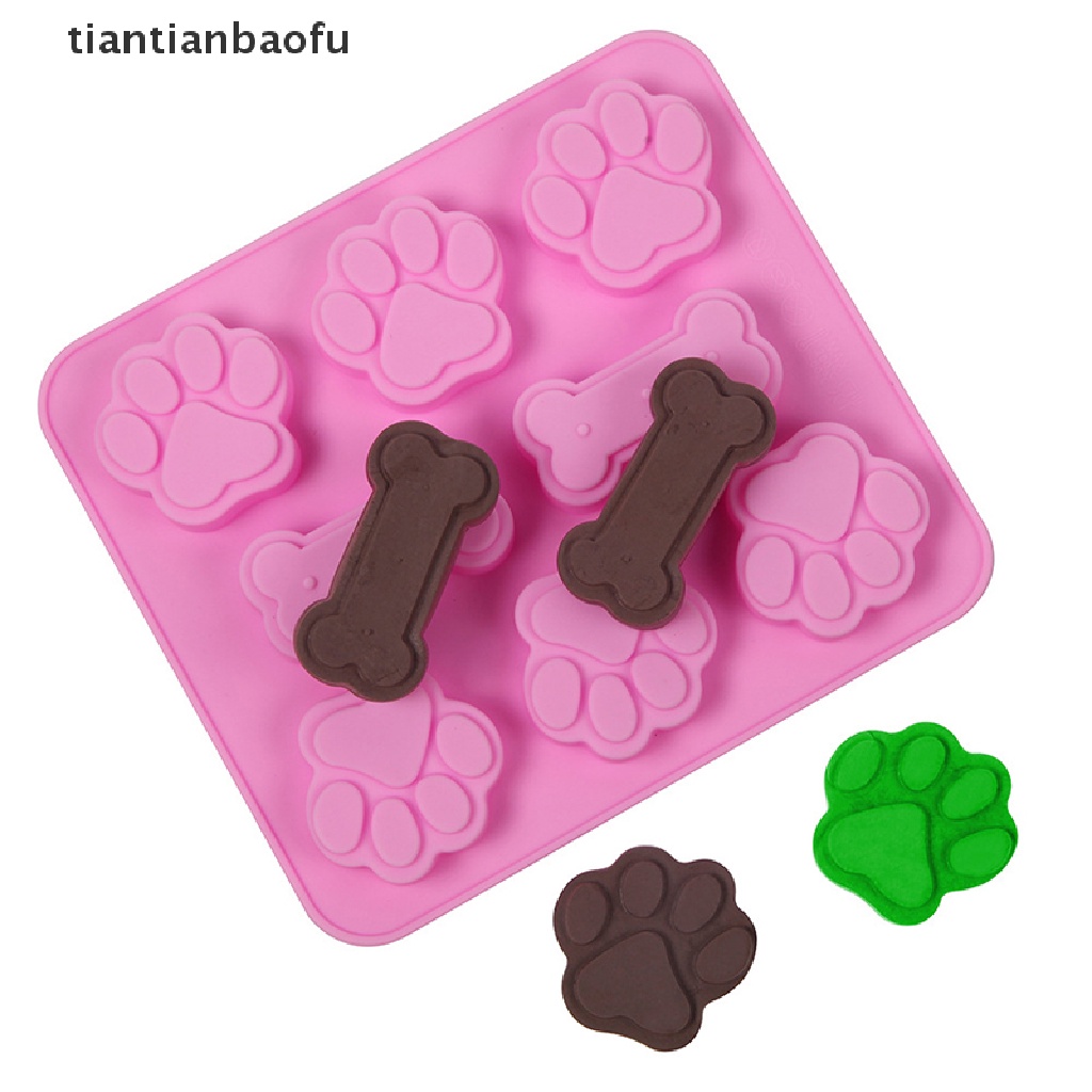 [tiantianbaofu] Cetakan Kaki Tapak Anjing Cetakan Kue Cetakan Tulang 3D DIY Silicone Bakeware Moldses Butik