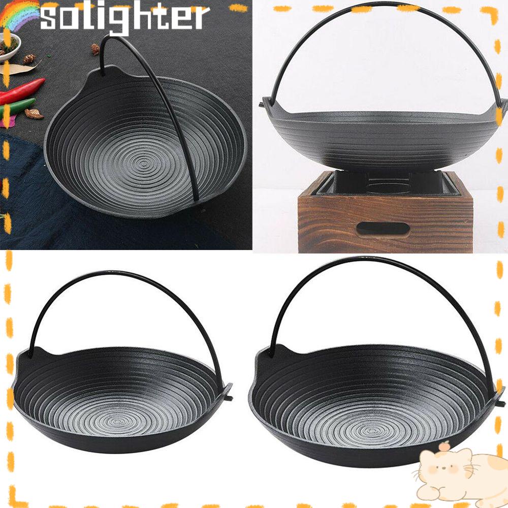 Solighter Cast Iron Pan Kompor Dapur Ala Jepang Peralatan Masak Cast Iron Outdoor Camping Cooking Pot