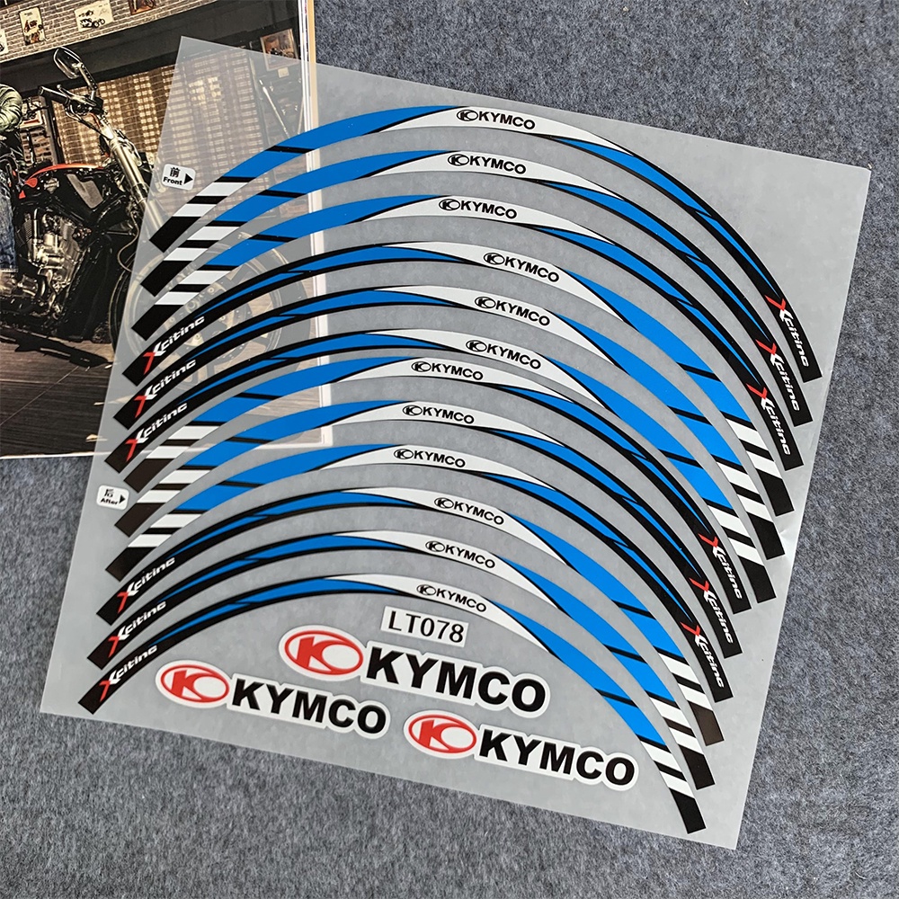 Kymco Xciting Depan 15 &quot;Belakang 14&quot; Stiker Rodakhusus Stiker Tulang Ikan Stiker Penutup Tangki Bahan Bakar Modifikasi Stiker Reflektif Gantungan Kunci Lubang Kunci Tahan Air Tabir Surya Decal