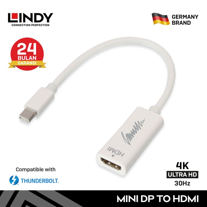 LINDY Mini DisplayPort DP Thunderbolt to HDMI Mac Adapter 41719