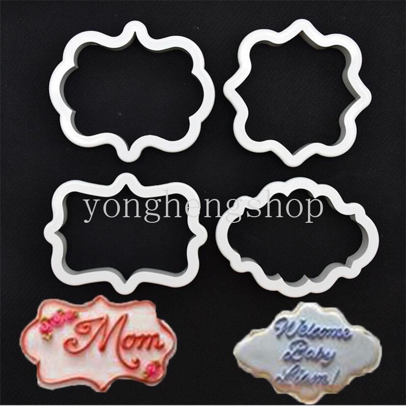 4pcs/set Vintage Plaque Frame Cookie Cutter Biscuit Mould Candy Chocolate Pastry Cake Mould Kitchen DIY Baking Tool Dough Cutting Mold