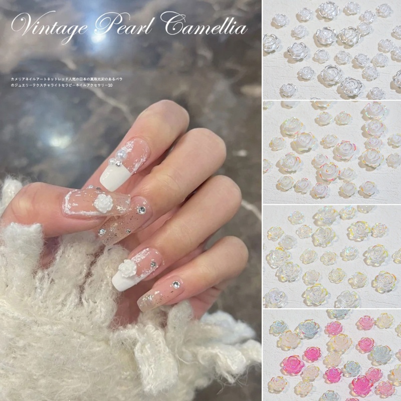 Siy Nail Art Rhinestones 3D Camelia Pesona Kuku Permata Liontin Dekorasi DIY Kerajinan Resin