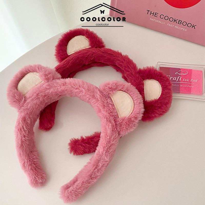 COD❤️Mewah Strawberry Bear Bando Wanita Cuci Muka Ikat Kepala Lucu Jepit Rambut Bulang- cl