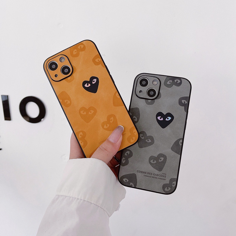 【Gradient Laser】Fashion Case IPhone 11 12 13 14 Pro Max X XR XS MAX 14 Plus Protect Case Man Fashion Gray Yellow Rei Kawakubo