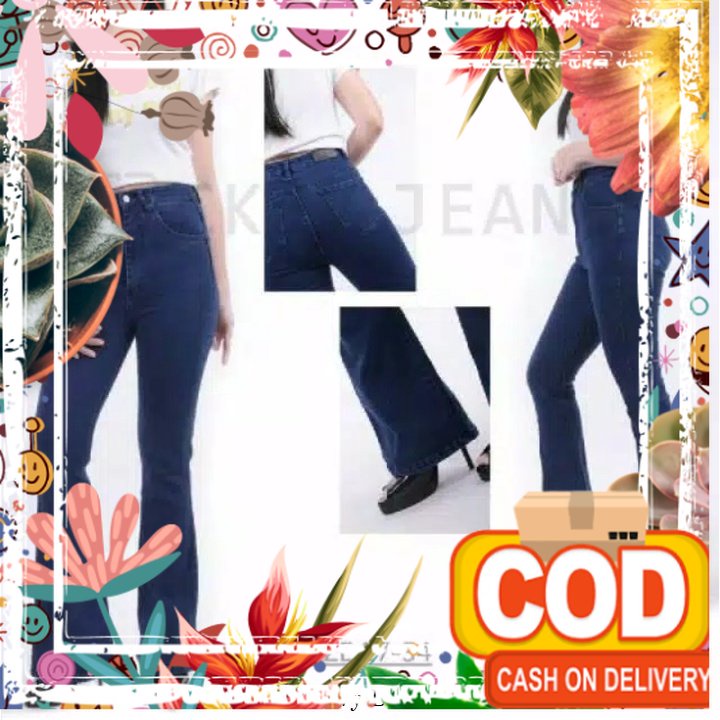 Ckey Cutbray Jeans Wanita / Cutbray Jeans Highwaist / white