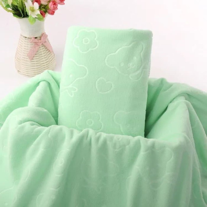 HANDUK MANDI MOTIF BERUANG / HANDUK MICROFIBER / HANDUK EMBOS 70X140CM