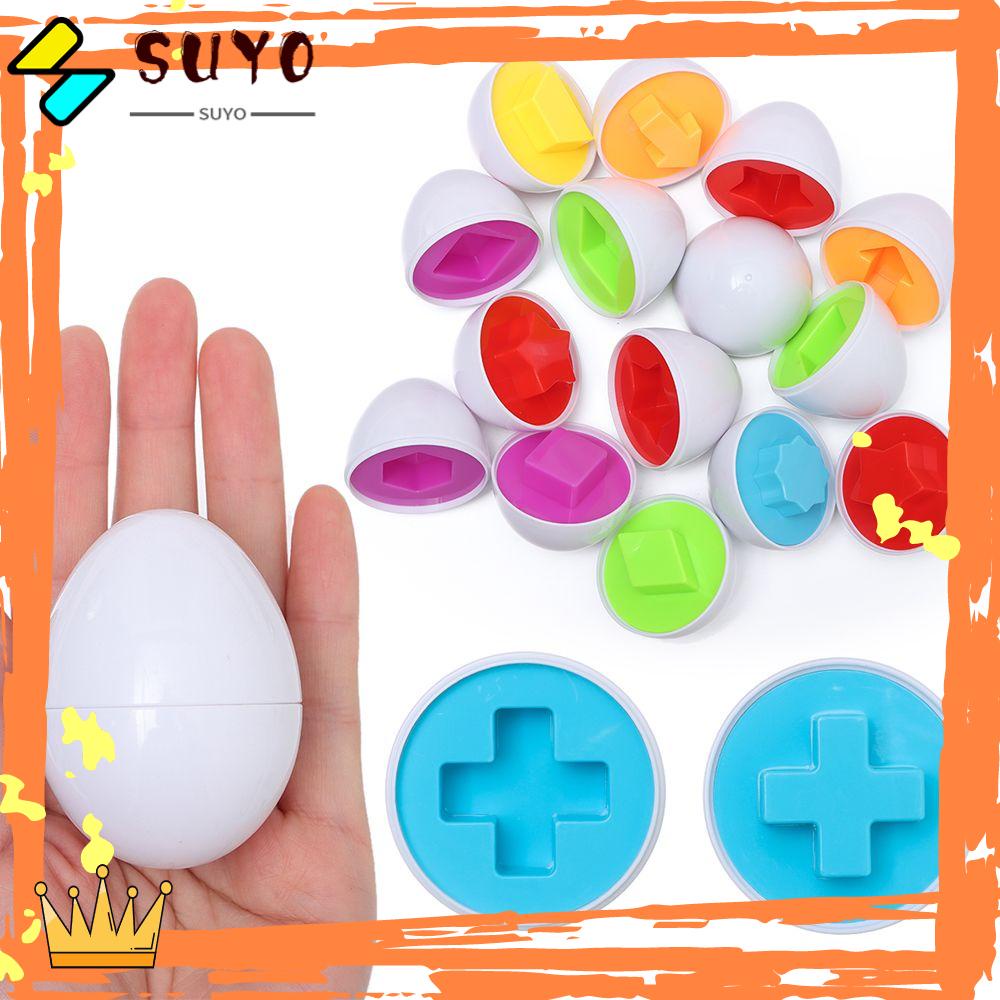 Suyo 12PCS Telur Pintar 3D Edukasi Montessori Belajar Korek Mainan Puzzle Sayuran