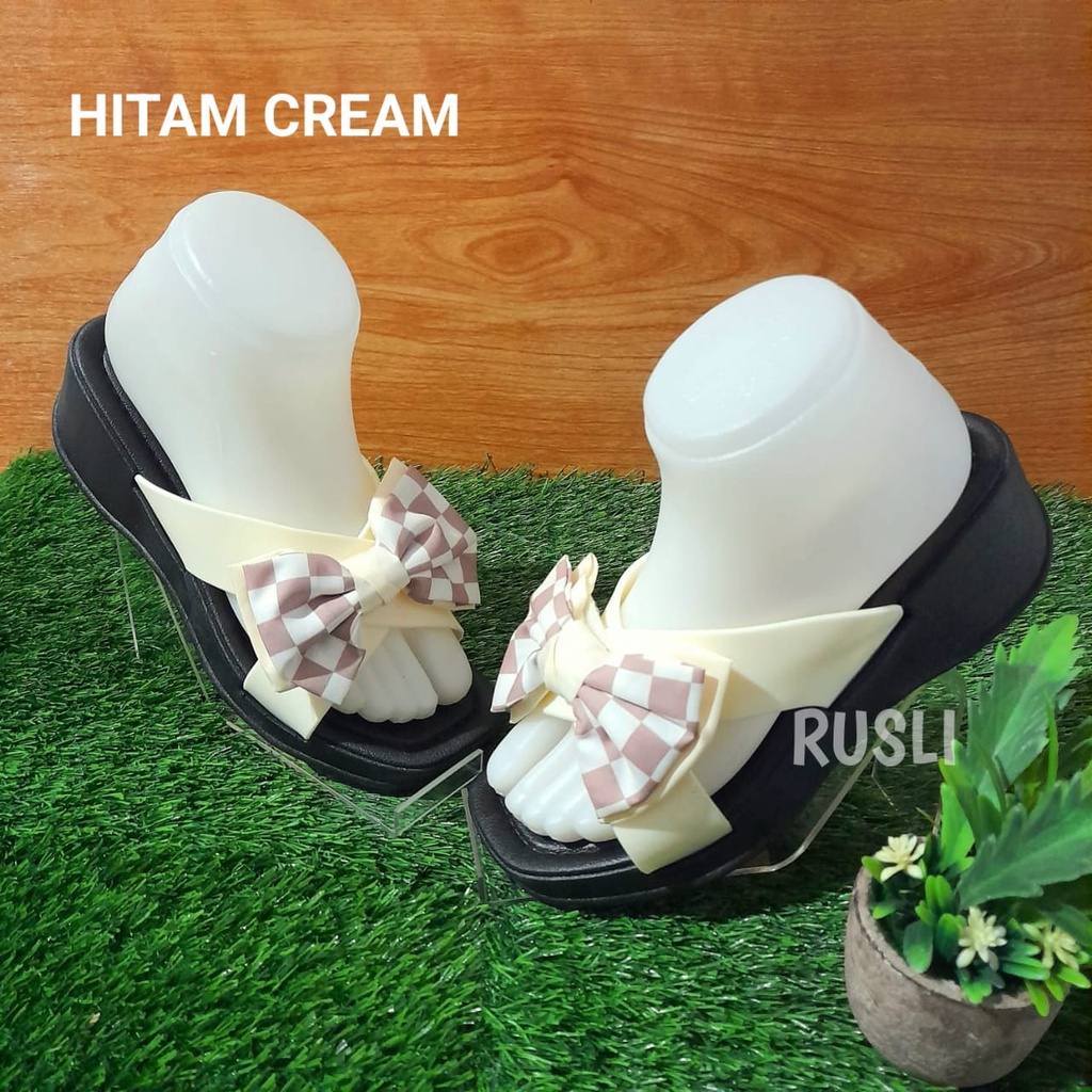 (COD) Sandal Wedges Import Jelly Wanita Motif Pita Balance 2212-4