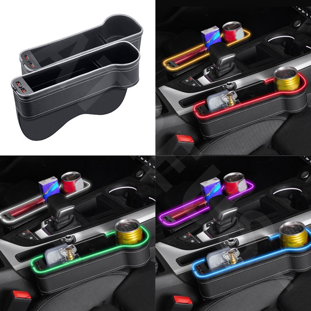 Mitsubishi LED Car Seat Slit Storage Box Dengan charging port Seat Side Gap Slit Pocket Storage Untuk Xpander Mirage Kuda Lancer Pajero Outlander Attrage