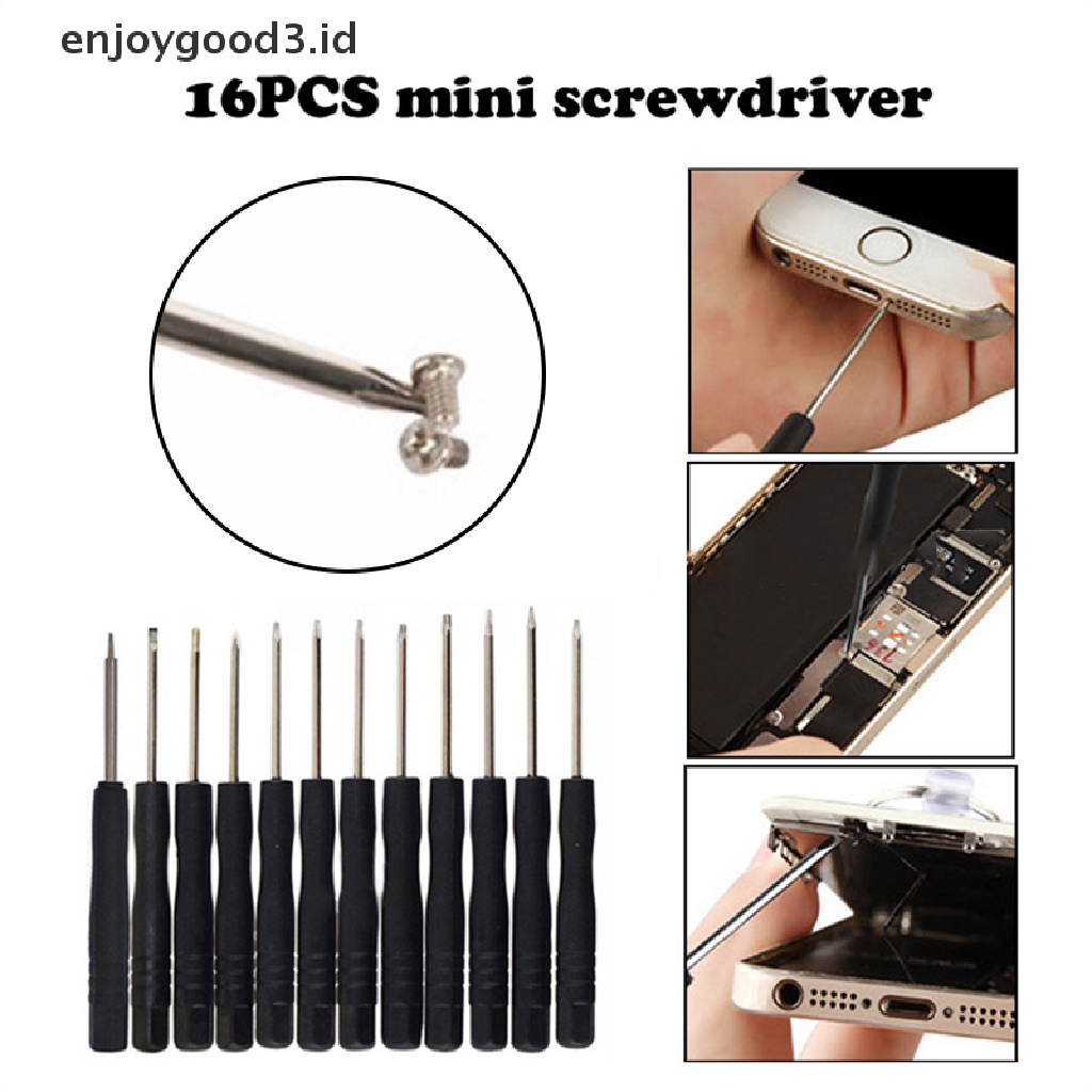 【Rready Stock】 16Pcs Kit Screwdriver Set Eyeglasses Watch Mobile Phone disassembly tool Set Accessory （ID）