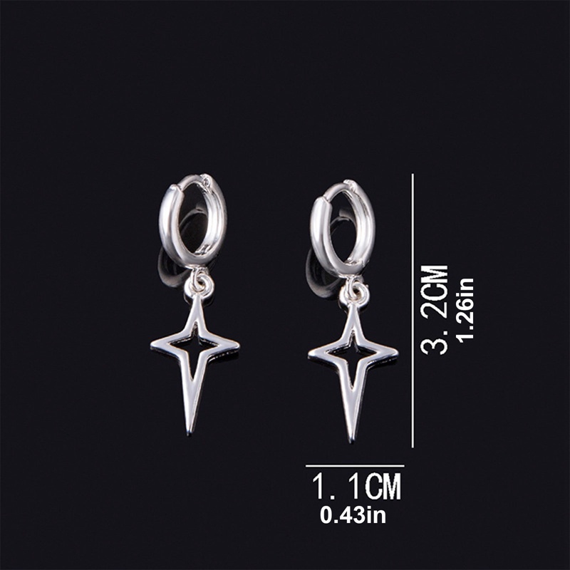1pasang Anting Bintang Salib Anting Hip-Hop Mewah Ringan Baru Untuk Anak Laki-Laki Dan Perempuan