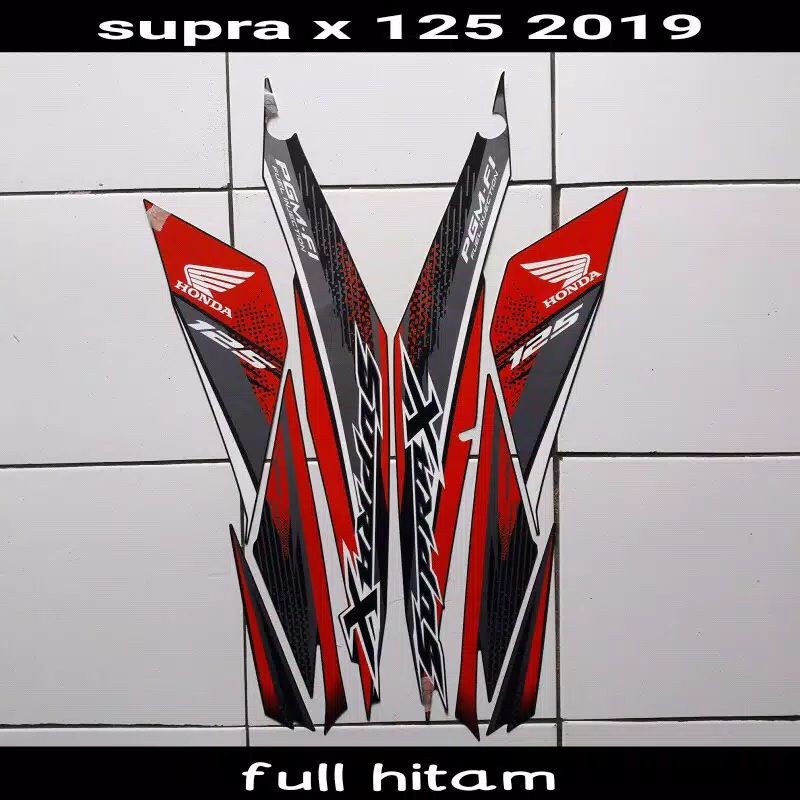 Striping stiker lis body honda supra x 125 fi thn 2019 2020 2021 full hitam doff Stiker motor