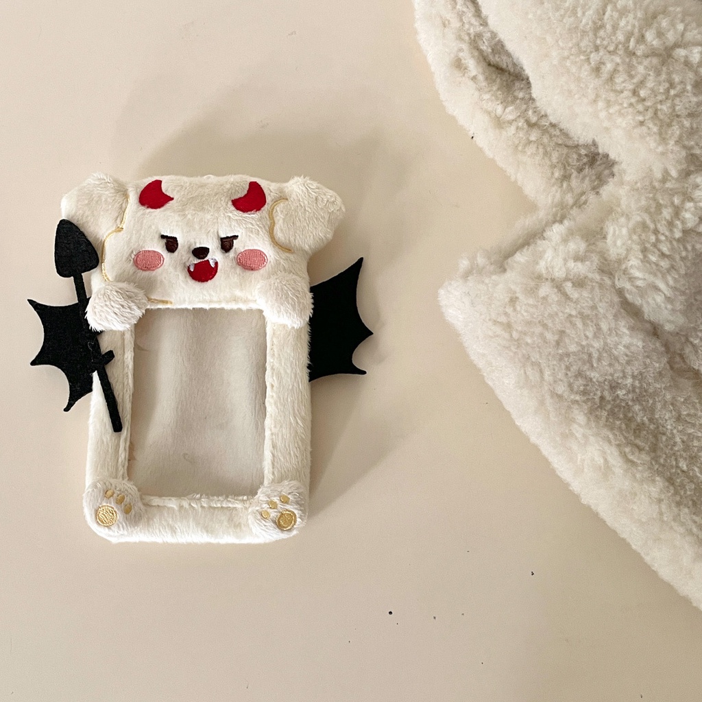 Cute Angel and Devil Plush Card Holder Korea ins Polaroid Goo Card Aidou Photocard Display Liontin