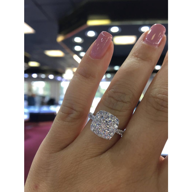 Goldkingdom Aksesoris Perhiasan Fashion Ready Stock Ringan Mewah Bekerja Berat Micro-set 3A Zirkon Cincin, Eropa Dan Amerika Delapan Hati Dan Delapan Panah Pertunangan Wanita Cincin