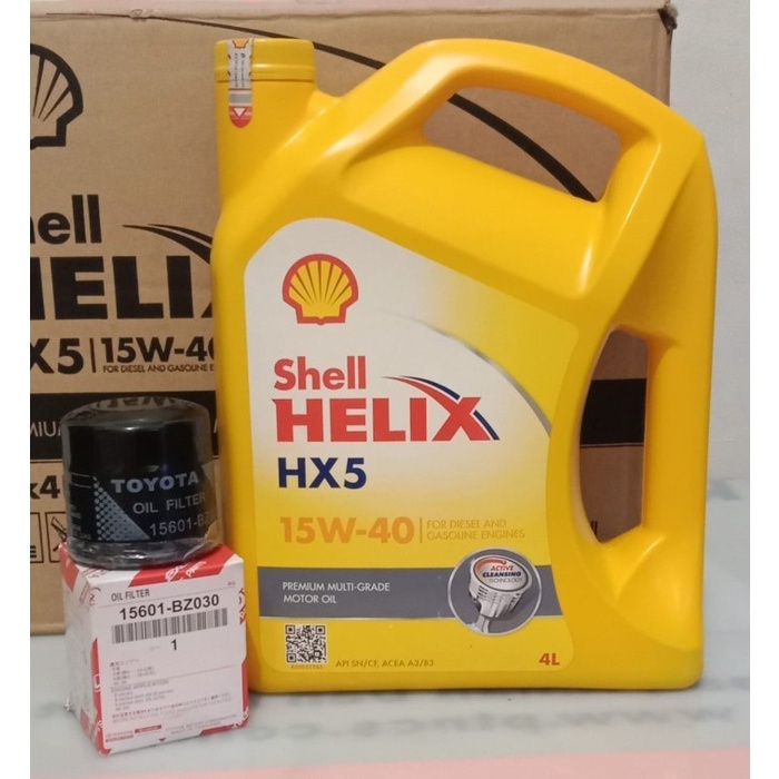 paket ganti oli Shell hx5 15w-40 + filter oli  avanza xenia ayla